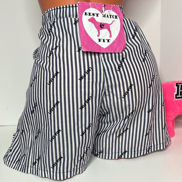 Victoria’s Secret PINK XXL Logo Sleep Shorts Pajamas Cotton Logo Elastic Striped - Picture 2 of 2